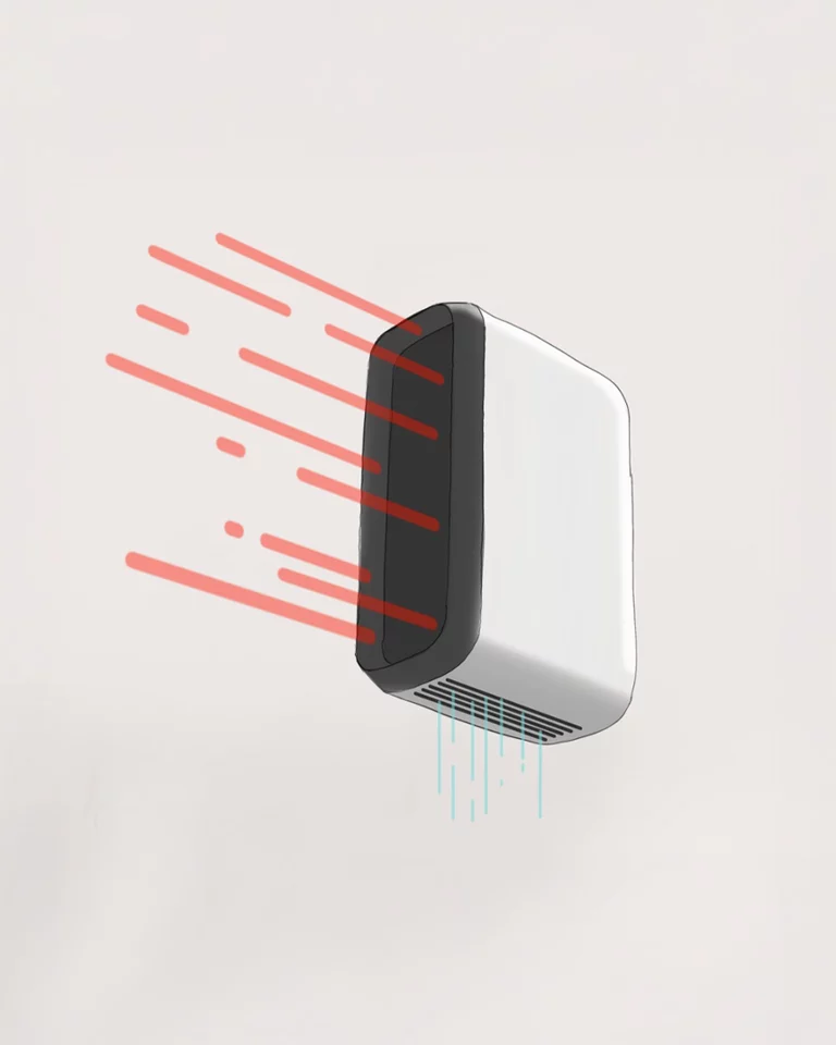 Designstudie von – Platt & Form eines Reisefön in Anspielung auf den Produktdesign Klassiker Braun HLD