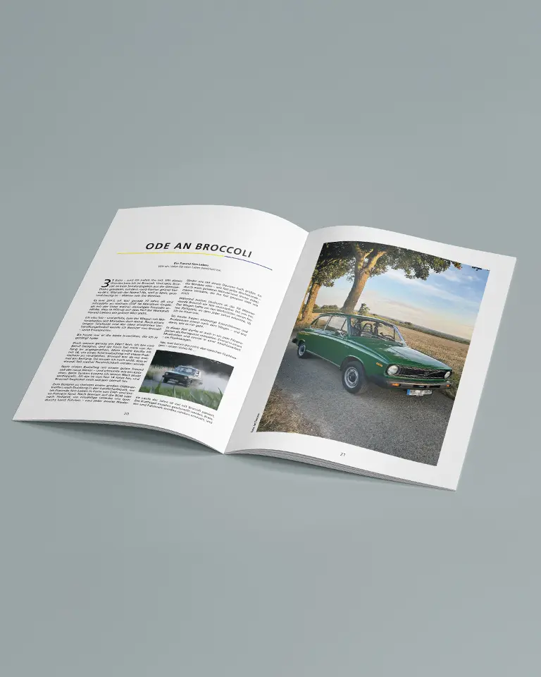 Kommunikationsdesign: Layoutgestaltung der Volvo Club News Magazinseite – Platt & Form