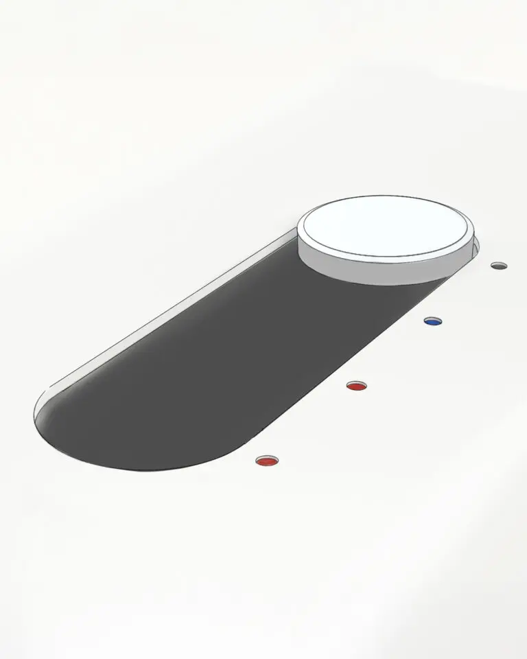 Product Design Sketch: Konzeptzeichnung für haptische Bedienelemente und Schaltermechanik am Fön
