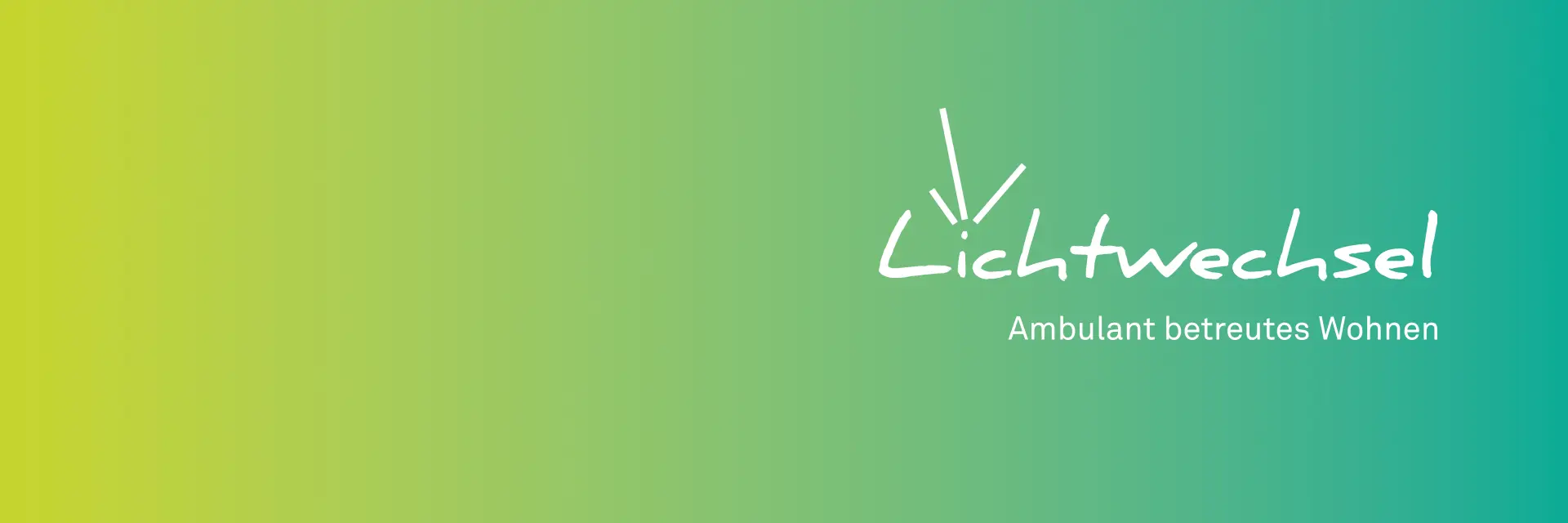 Lichtwechsel Banner mit Corporate Design soziale Einrichtung, Logo und Farbverlauf von Limonengrün zu Türkisblau für Markenauftritt
