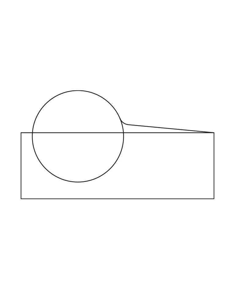 Minimalistische Produktdarstellung– freies konzeptionelles Industriedesign-Konzept von Platt & Form. Schematische Darstellung in Lineart. Reduziert auf die Grundkörper Kreis und Rechteck.