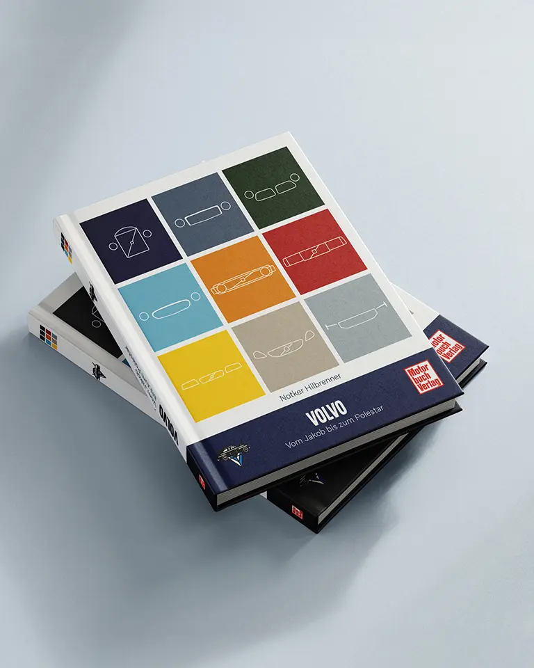 Coverdesign für das Volvo-Buch „Vom Jakob bis zum Polestar“ – gestaltet von Platt & Form für den Motorbuch Verlag